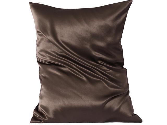 Silk Pillowcase for Hair and Skin 600 Thread Count Both Side 22 Momme Silk Pillow Cases with Zipper 1 Pack Chocolate 20x26 Inch