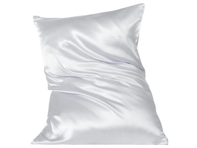Silk Pillowcase for Hair and Skin 600 Thread Count Both Side 22 Momme Silk Pillow Cases with Zipper 1 Pack Silver 20x26 Inch