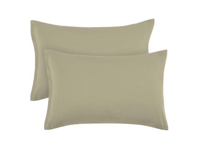 Zippered Pillowcases 100% Brushed Microfiber Khaki Pillow Case Cover Travel Pillow Cases Set of 2 Soft and Wrinkle Fade Stain Resistant for