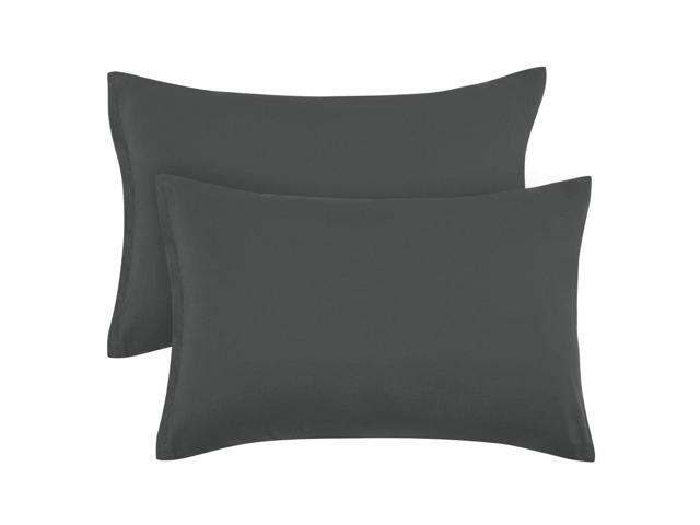 Zippered Pillowcases 100% Brushed Microfiber Grey Pillow Case Cover Travel Pillow Cases Set of 2 Soft and Wrinkle Fade Stain Resistant for