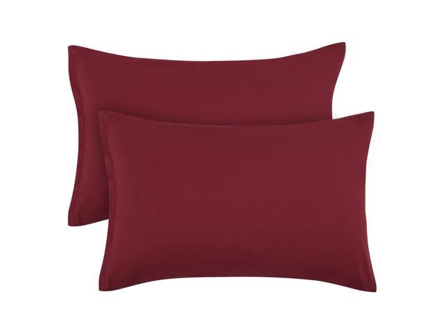Zippered Pillowcases 100% Brushed Microfiber Burgundy Pillow Case Cover Travel Pillow Cases Set of 2 Soft and Wrinkle Fade Stain Resistant