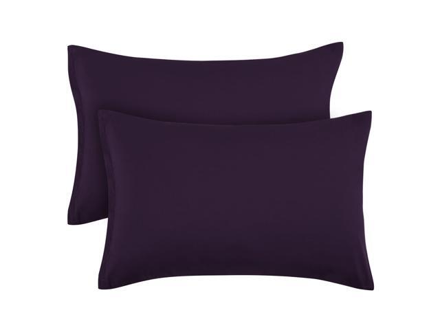 Zippered Pillowcases 100% Brushed Microfiber Plum Pillow Case Cover King Pillow Cases Set of 2 Soft and Wrinkle Fade Stain Resistant for