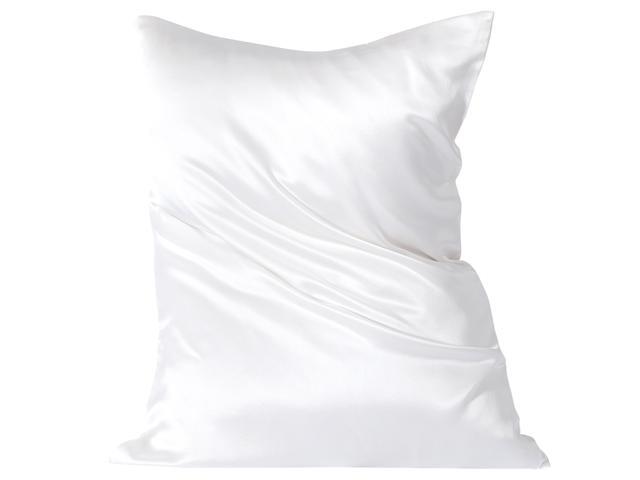 Silk Pillowcase for Hair and Skin 600 Thread Count Both Side 22 Momme Silk Pillow Cases with Zipper 1 Pack Natural White 20x36 Inch