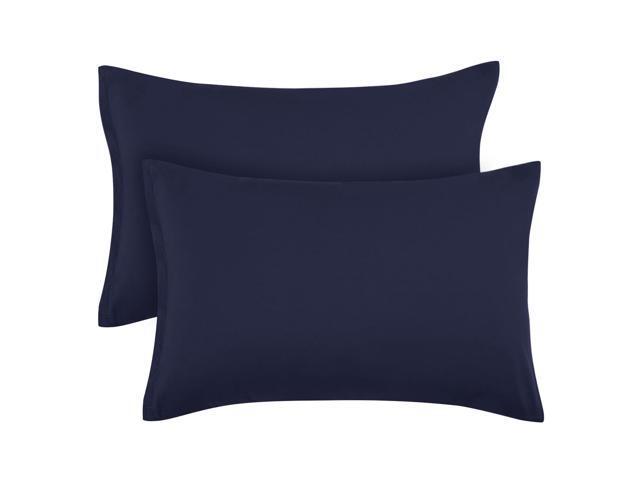 Zippered Pillowcases 100% Brushed Microfiber Navy Blue Pillow Case Cover Queen Pillow Cases Set of 2 Soft and Wrinkle Fade Stain Resistant
