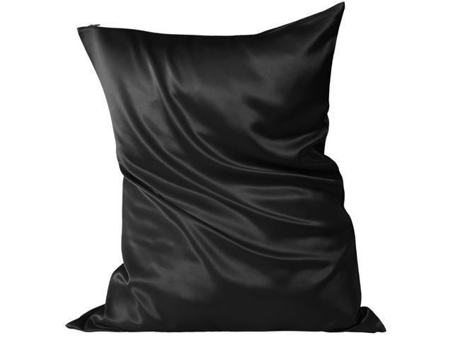 Silk Pillowcase for Hair and Skin 600 Thread Count Both Side 22 Momme Silk Pillow Cases with Zipper 1 Pack Black 14x20 Inch