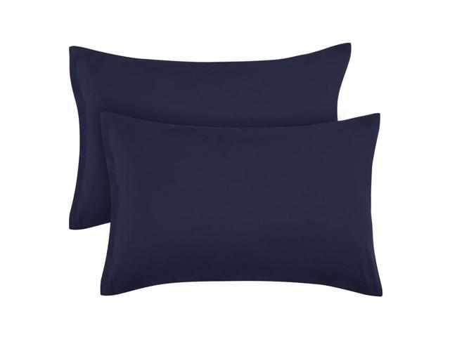Zippered Pillowcases 100% Brushed Microfiber Navy Blue Pillow Case Cover King Pillow Cases Set of 2 Soft and Wrinkle Fade Stain Resistant for