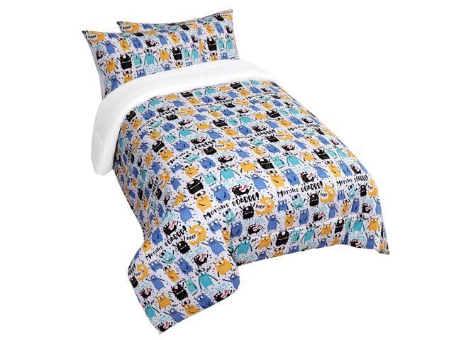 3 Piece Kids Bedding Comforter Set Kids Comforter with 2 Pillowcases Monster Series Pattern for All-seasons Twin