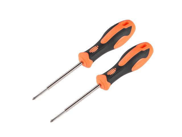 2 Pcs 6mm Phillips PH2 Magnetic Screwdriver 4 Inch Carbon Steel Round Shaft Non Slip Black+Orange Handle