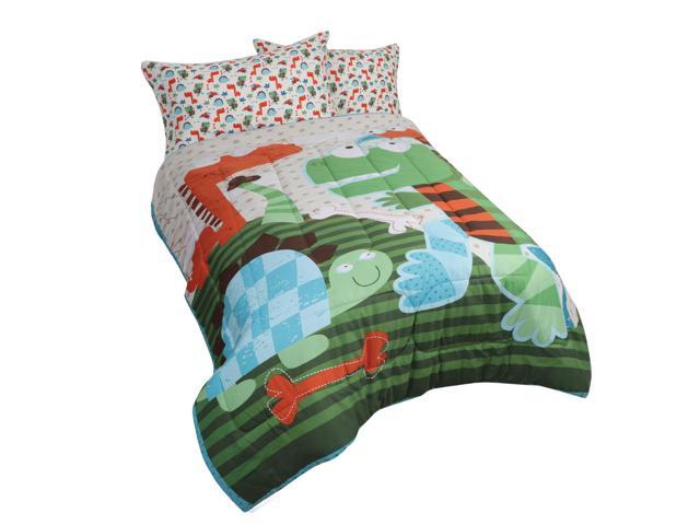 3 Piece Kids Bedding Comforter Set Kids Comforter with 2 Pillowcases Dinosaur Series Pattern for All-seasons Twin