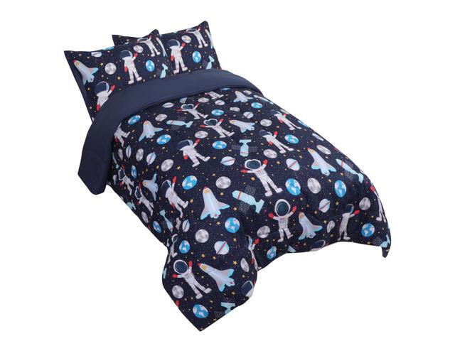 3 Piece Kids Bedding Comforter Set Kids Comforter with 2 Pillowcases Space Astronaut Series Pattern for All-seasons Twin