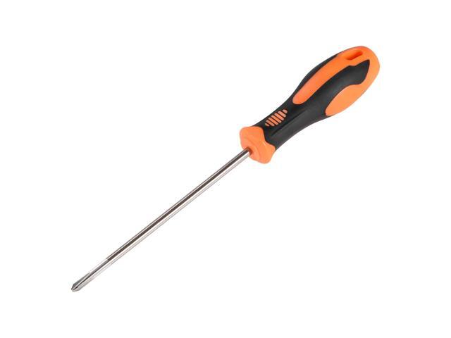 6mm Phillips PH2 Magnetic Screwdriver 6 Inch Carbon Steel Round Shaft Non Slip Black+Orange Handle