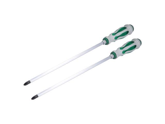 PH3 Phillips Magnetic Impact Screwdriver 12' Hex Shaft Non-slip Gray+Green Handle with Strike Cap 2pcs