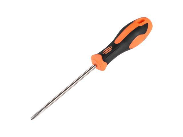 6mm Phillips PH2 Magnetic Screwdriver 5 Inch Carbon Steel Round Shaft Non Slip Black+Orange Handle