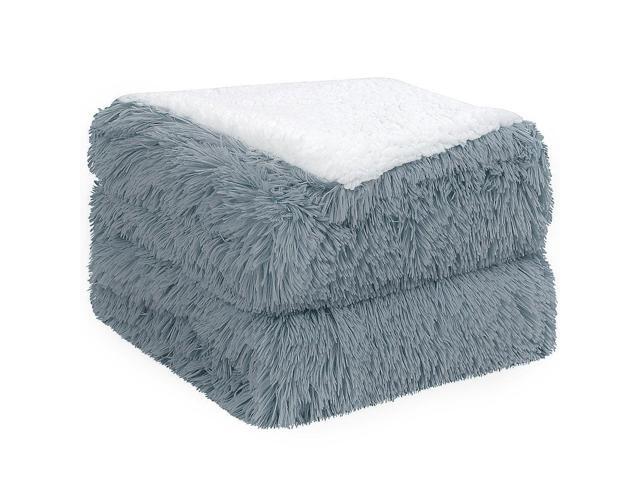 Shaggy Faux Fur Blanket - Soft Warm Reversible Solid Sherpa Throw Blanket for Sofa Couch and Bed - Luxury Plush Fluffy Fleece Blankets As Gifts