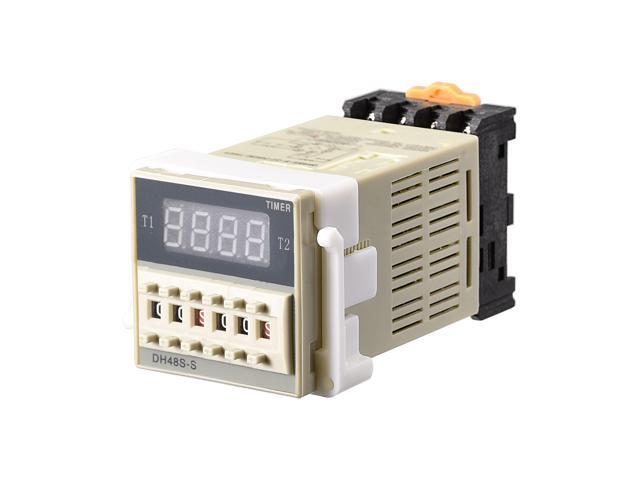 110V AC 01S-99H Range Adjustable Delay Timer 8 Terminals LED Display Time Relay DH48S-S-2Z with Base