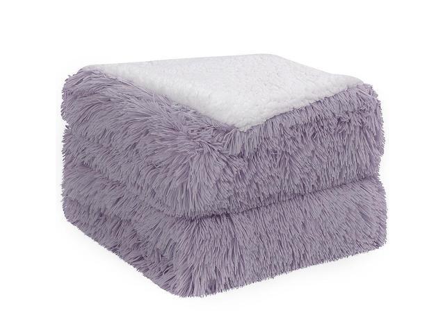 Shaggy Faux Fur Blanket - Soft Warm Reversible Solid Sherpa Throw Blanket for Sofa Couch and Bed - Luxury Plush Fluffy Fleece Blankets As Gifts