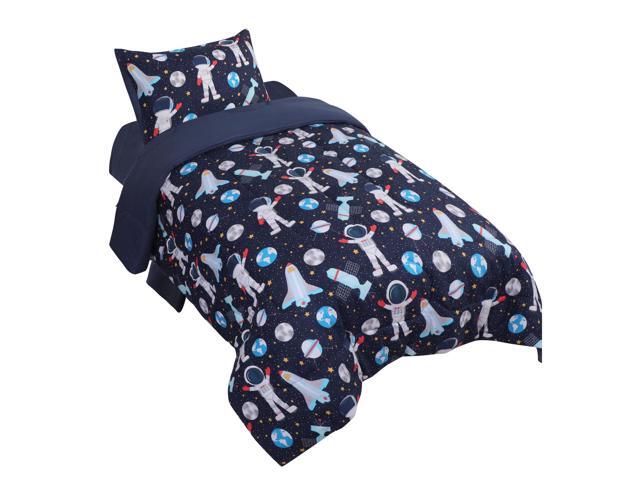 4 Piece Polyester Microfiber Kids Bedding Comforter Set Space Astronaut Series Pattern for All-seasons