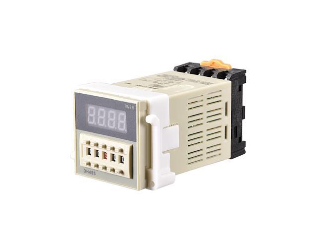24V AC/DC 01S-99H99M Range Adjustable Delay Timer 8 Terminals LED Display Time Relay DH48S-1Z with Base