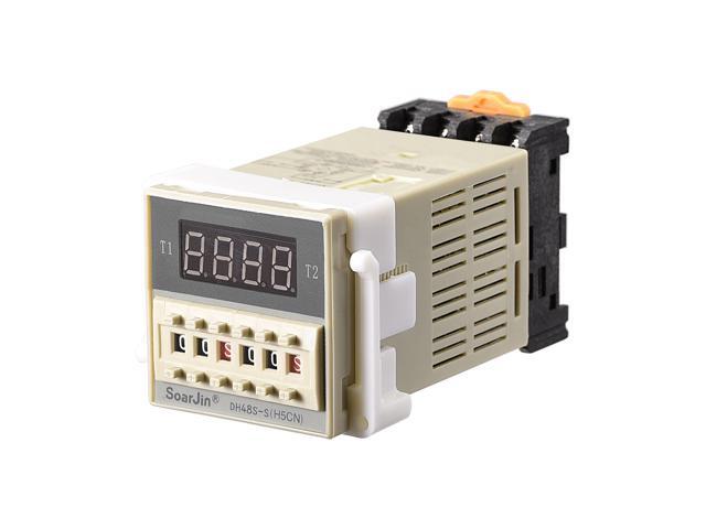 24V AC/DC 01S-99H Range Adjustable Delay Timer 8 Terminals LED Display Time Relay DH48S-S-2Z with Base
