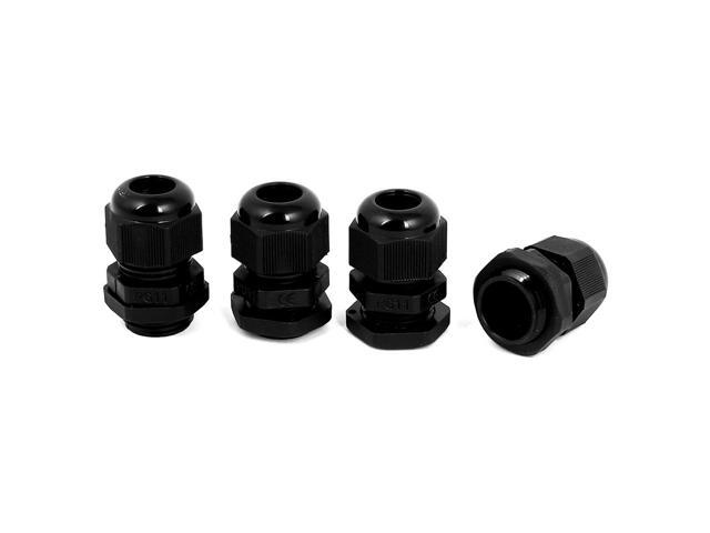 PG11 Compression Water Resistant Stuffing Cable Glands Black 4Pcs