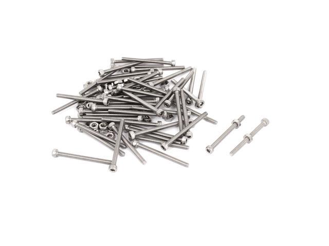 M25x30mm Stainless Steel Hex Socket Head Knurled Cap Screws Bolts Nut Set 50Pcs