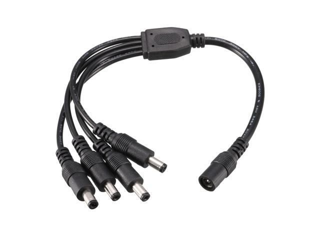 Global Bargains 21mm x 55mm DC Female to 4 Male Power Splitter Cable Cord for CCTV Camera