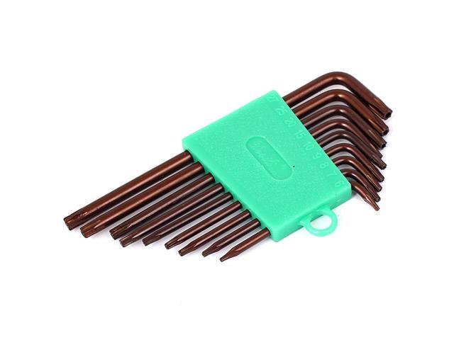 T6-T27 L Style S2 Security Torx Key Wrench Spanner Tools Brown 9 in 1