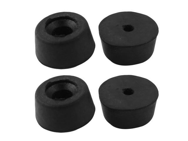 Unique Bargains 4 x Table Desk Feet Protector Conical Black Rubber Chair Leg Pad 22x18x10mm