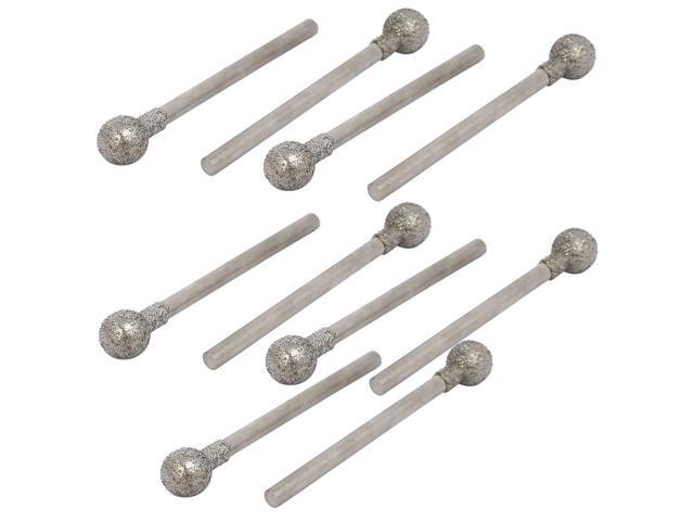 235mm Shank 6mm Dia Diamond Head Ball Shaped Grinding Mounted Point Bit 10pcs