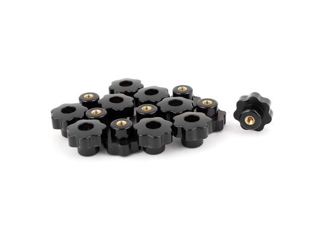 Unique Bargains M6 x 32mm Plastic Star Head Screw Through Hole Clamping Knob Grip Black 15pcs