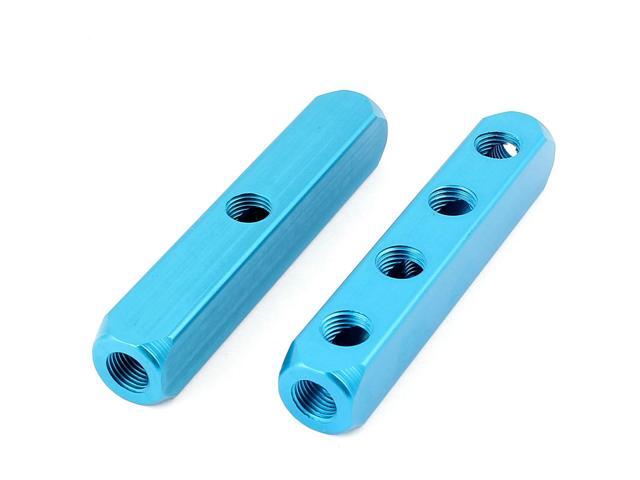 Aluminum 1/4 BSP 4Way 7Port Quick Connect Air Hose Manifold Block Splitter 2pcs