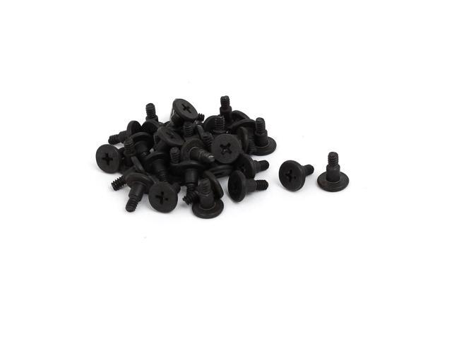 Laptop Computer Shockproof Phillips Flat Head Bolt Hard Drive Screws Black 40pcs
