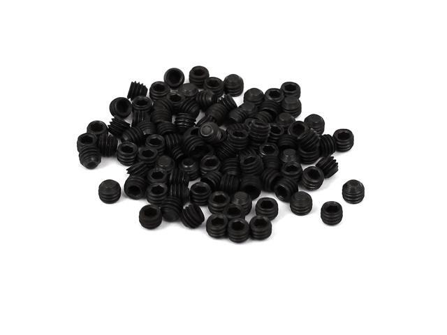 DIN916 M3x25mm Metal Grade 109 Hex Socket Set Screw Bolt Fastener Black 100pcs