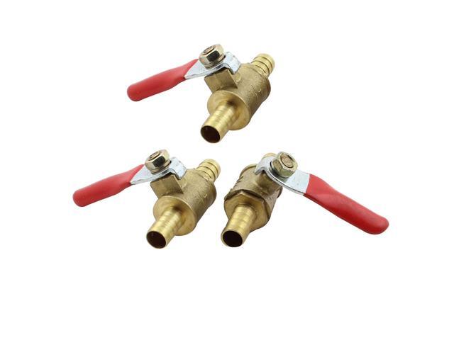 8mm OD Hose Barb Lever Handle Water Oil Air Gas Shutoff Control Ball Valve 3pcs