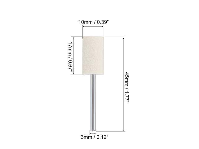 10mm Wool Felt Mounted Points Cylinder Polishing Buffing Wheels Grinding Head with 1/8-inch Shank for Rotary Tools 15 Pcs