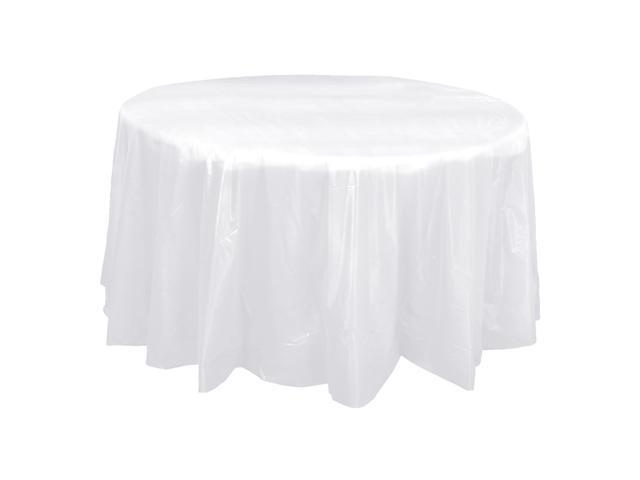 PE Tablecloth Round Oil Stain Resistant Cover 84 Inch Dia White