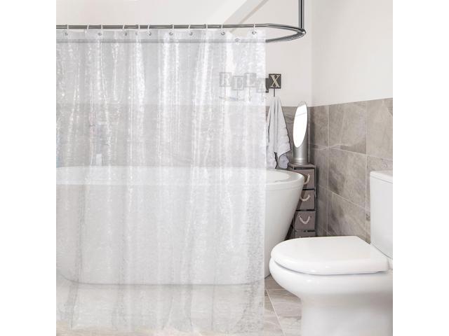 PEVA Shower Curtain Liner 72x72 Long Shower Curtain with 12 Free Hooks Water Resistant Washable Eco-Friendly Odorless 3D Pebble Pattern Shower