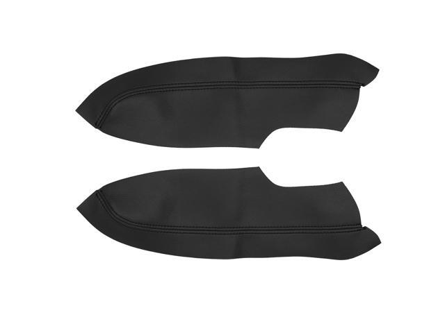 1 Pair Car Front Door Panels Armrest Cover Synthetic Leather Black for 2006-2011 Honda Civic Sedan