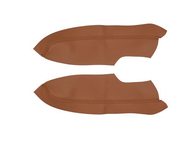1 Pair Synthetic Leather Car Front Door Panels Armrest Cover Brown for 2006-2011 Honda Civic Sedan