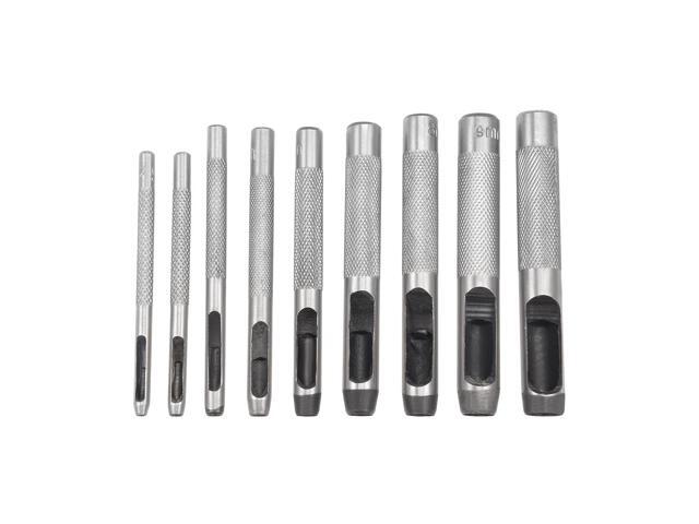9Pcs Steel Hollow Punch Set 25mm to 10mm Leather Craft Hollow Hole Punch Tools for Leather Watch Band Gasket Belt Shoe Fabric Canvas Clothe