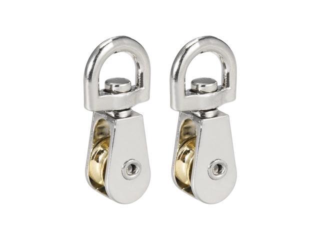 1/2' Lifting Crane Swivel Hook Single Pulley Block Hanging Wire Towing Wheel Zinc Alloy 2pcs