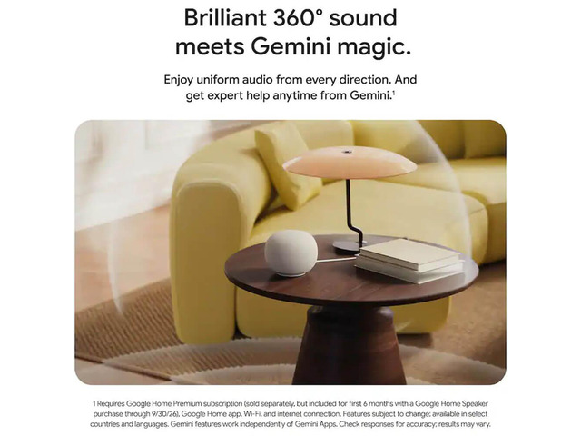 NeweggBusiness - Google GA09978US Home Smart Speaker with Gemini