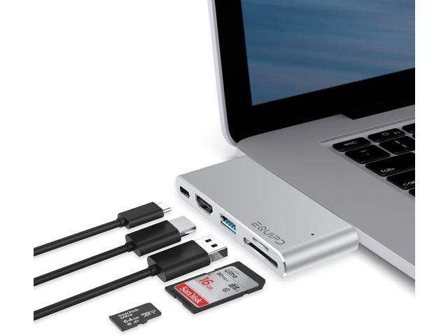USB C Hub Compatible MacBook Pro 13' & 15' MacBook Air EQUIPD Aluminum Type C to 4K HDMI Combo Hub Adapter Charging Port Thunderbolt 3 Port
