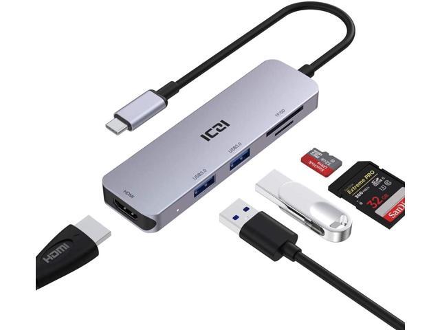 ICZI USB C Hub 5 in 1 4K HDMI 2 USB 30 Ports SD/TF Card Reader Multiport Adapter Compatible for MacBook Pro/Air XPS EliteBook iPad Pro