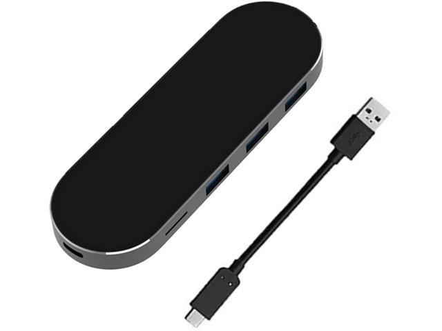 SOONHUA 7- in- 1 USB Hub Aluminum Type- C Docking Station Adapter with 3 USB 3 0 Port Memory Card Reader for PC Laptop