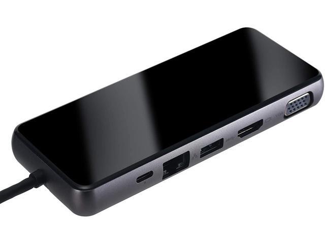 Docooler 12-in-1 USB C Hub Type-C Docking Station Multiport Adapter with 4K HD 1080P VGA Ethernet Port USB 87W PD Charging Port Audio SD TF Card