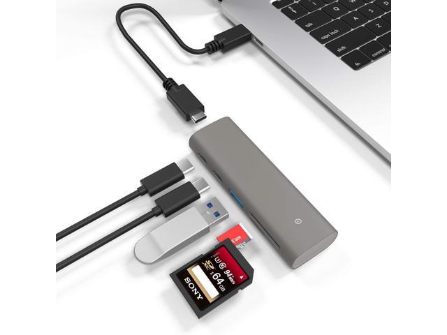 Type C USB 31 Gen 2 Hub 10Gbps Super Speed Portable USB C Hub Adapter with 2 Type C Ports & 1 USB 30 Port & SD/TF(Micro SD) Card Reader for