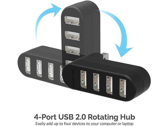 Sabrent 4-Port USB 20 Hub [90°/180° Degree Rotatable] + 22AWG 3 Feet USB 20 Extension Cable