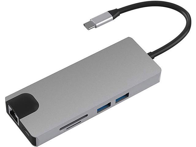 Docooler USB C Hub 9-in-1 Type-C Docking Station Multiport Adapter with 4K HD 1080P VGA Ethernet USB 30 PD Charging Port 35mm Audio SD TF Card