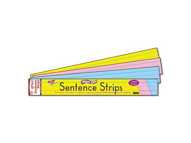 TREND Wipe-Off Sentence Strips 24 x 3 Blue/Pink 30/Pack